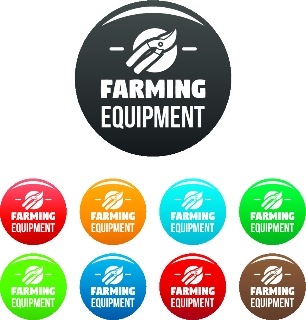 農廠工具象設置了9在白色隔絕的顏色傳染媒介任何設計的農場工具圖標設置顏色