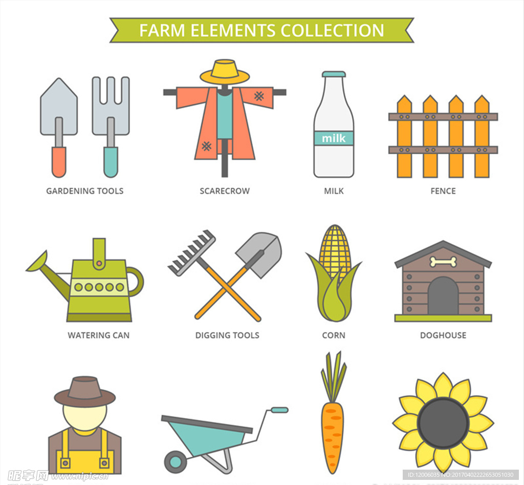12款創意農場元素矢量素材圖片