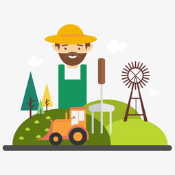 手繪農夫與工具插畫素材 免費高清PSD下載